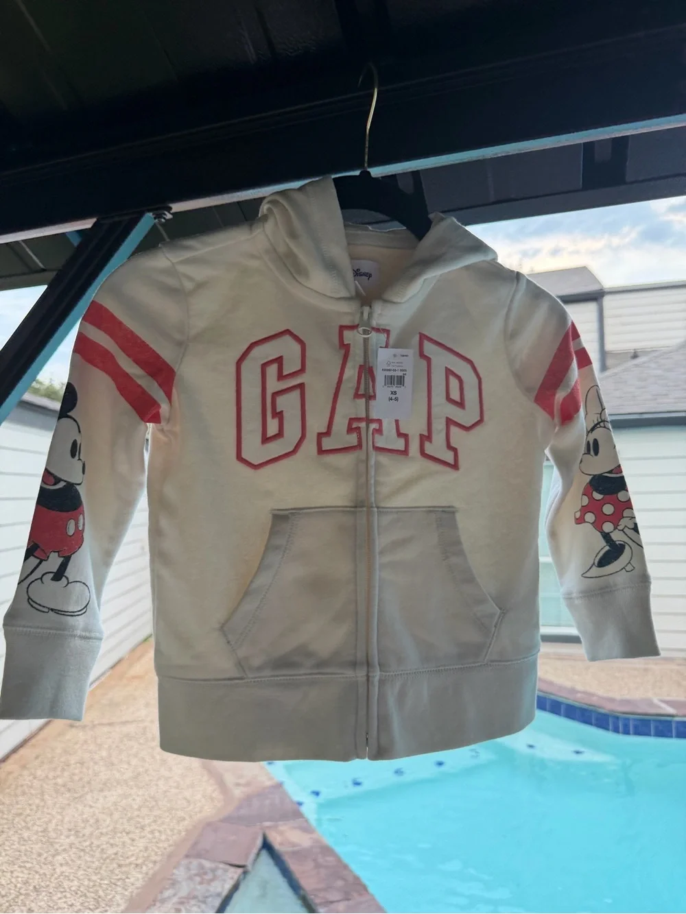 GAP Kids Cream Zip-Up Hoodie with Mickey & Minnie - Size XS 4-5 - New with tag